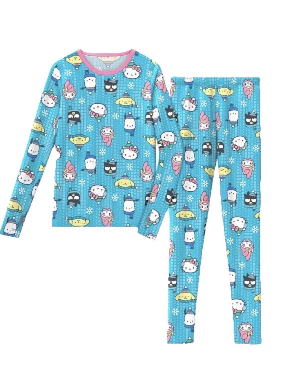 Cuddle Duds Girls Hello Kitty & Friends  Base Layer L/S Crew & Pants Set - XS